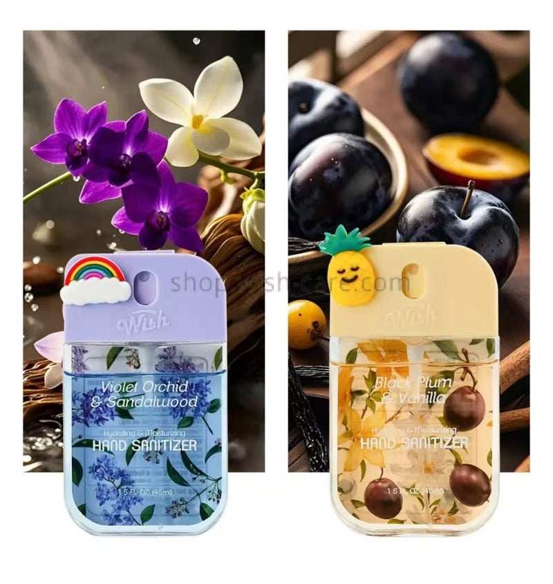 Wish Diy Charm Hand Sanitizer Spary Travel Size Spray 2-Pack Gift Box 1.5 FL OZ (45ML) Each, Dragonfruit, Coconut Cream, Golden Citrus,Cucumber,Sweet Guava Hydrating and Moisturizing, (1) - Image 3